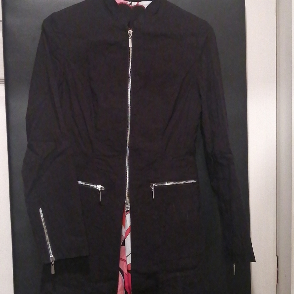 Long coat half zipper half open